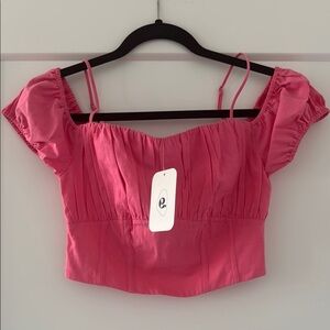 NWT Elodie pink crop off shoulder top